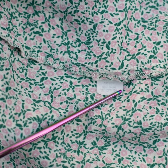 Show Me Your MuMu Natasha Mini Dress Womens Small Green Pink Ruffle Floral Boho - Picture 8 of 9